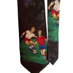 Fun! Florence Men's Vintage Soccer Floral Necktie Black One Size 1990s